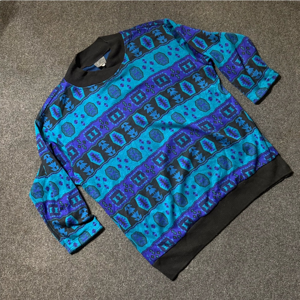 Men's Blue vintage demetre Patterned Sweater